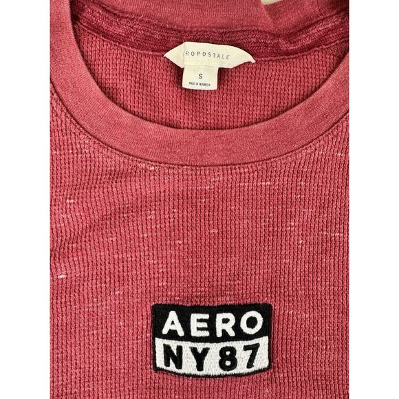 Aeropostale Women’s Y2K Retro Long Sleeve Thermal Shirt S Burgundy Red Aero NY87 - Picture 2 of 9